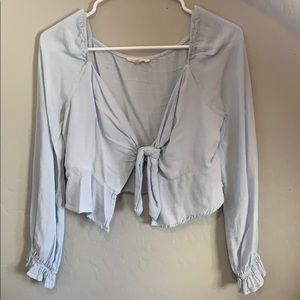 LA Hearts Blue Tie-Front Top